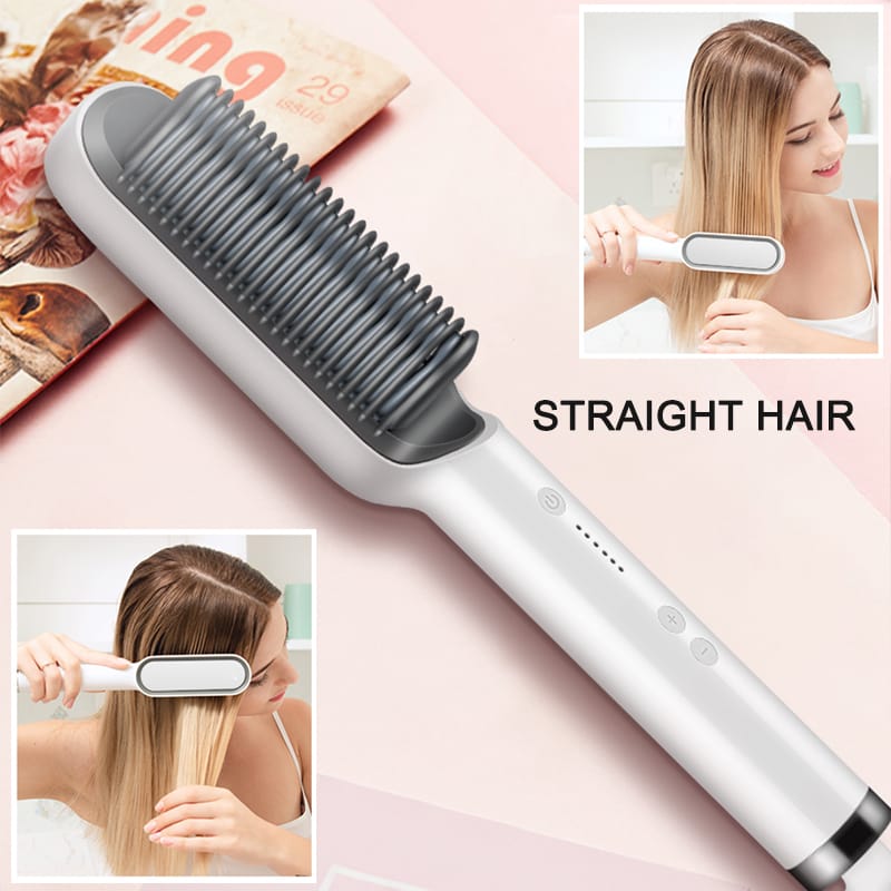 “Professional 2-in-1 Hair Straightening Comb Brush | Fast Heating Ceramic Ionic Straightener for Smooth, Frizz-Free Salon Finish”