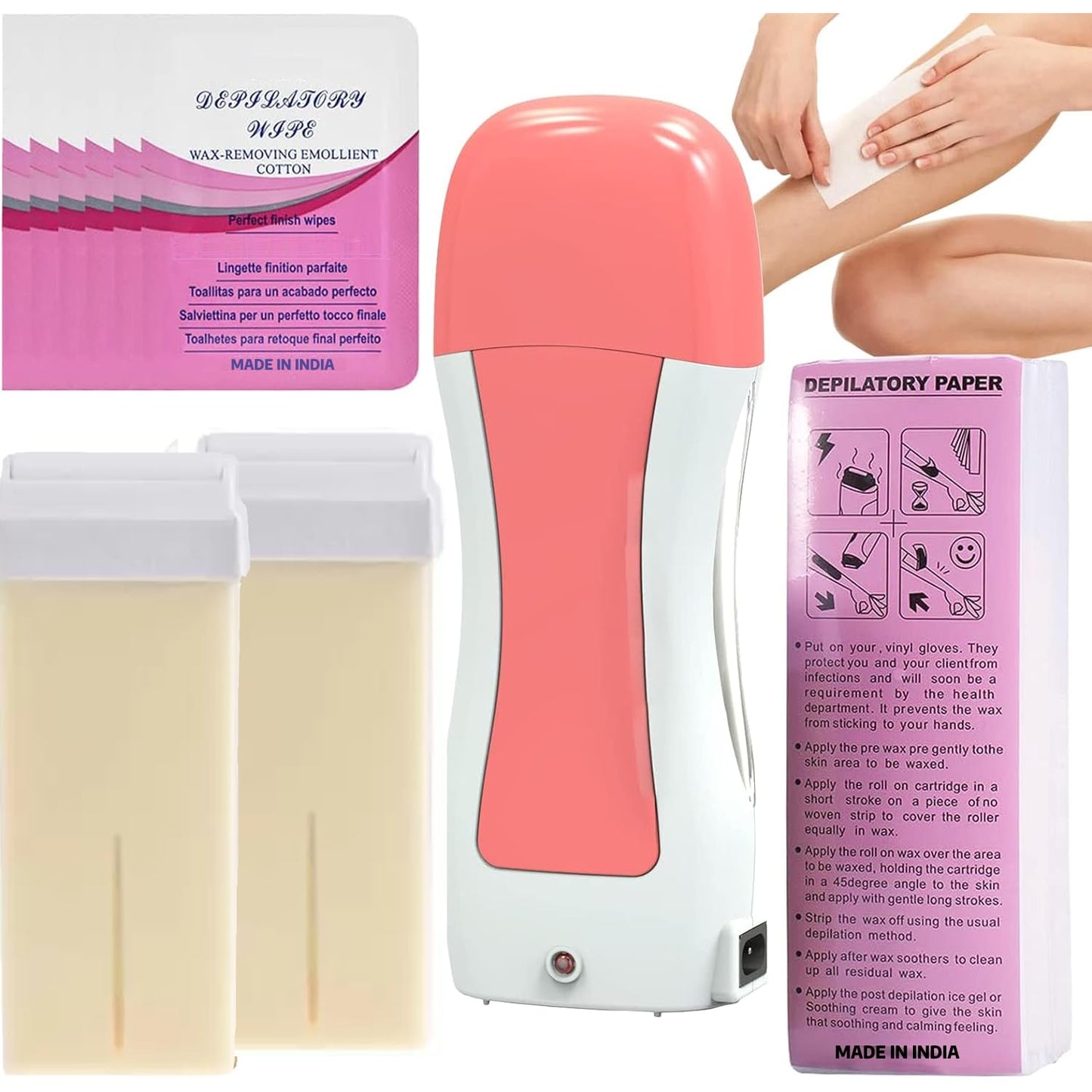 Professional Roll-On Wax Heater Machine & Wax Roller Kit for Full Body Hair Removal – Fast Heating, Painless, Long Lasting Smooth Skin, Salon Results at Home