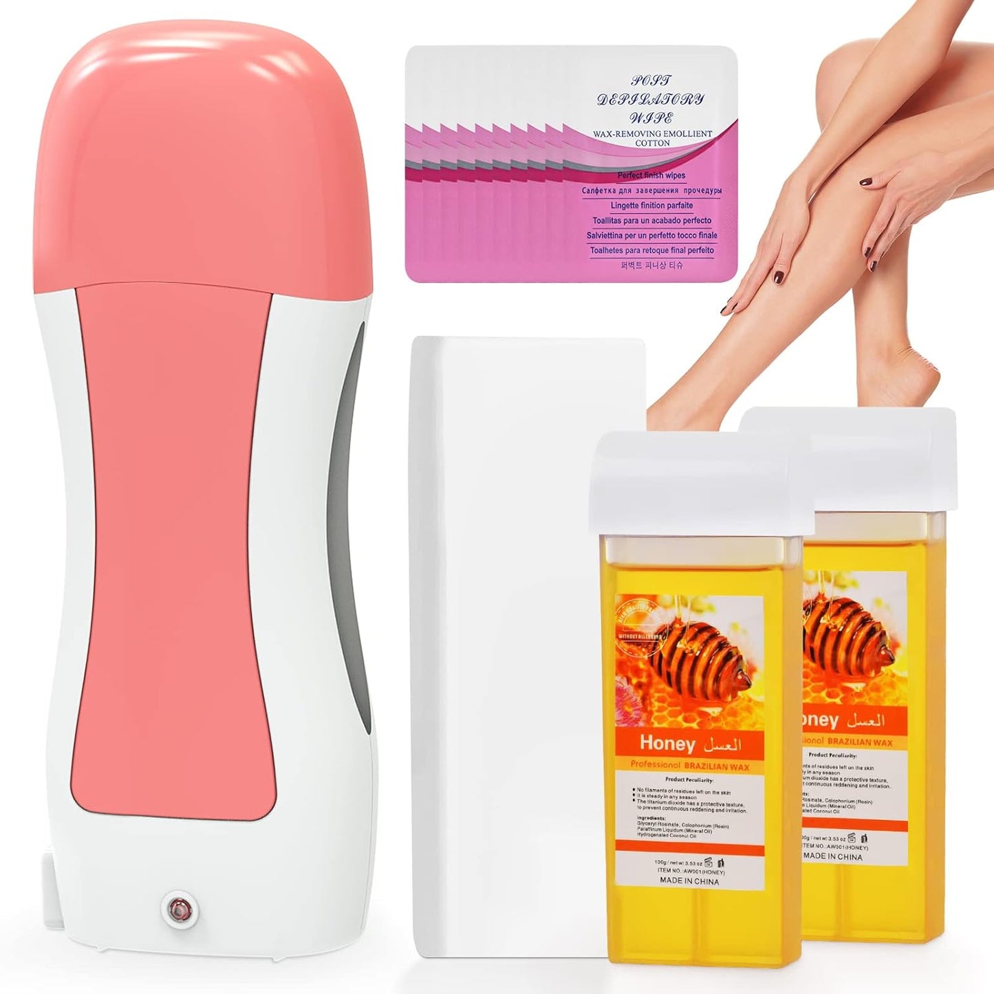 Professional Roll-On Wax Heater Machine & Wax Roller Kit for Full Body Hair Removal – Fast Heating, Painless, Long Lasting Smooth Skin, Salon Results at Home