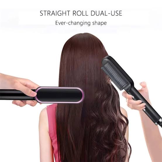 “Professional 2-in-1 Hair Straightening Comb Brush | Fast Heating Ceramic Ionic Straightener for Smooth, Frizz-Free Salon Finish”