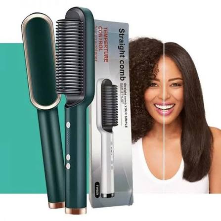 “Professional 2-in-1 Hair Straightening Comb Brush | Fast Heating Ceramic Ionic Straightener for Smooth, Frizz-Free Salon Finish”