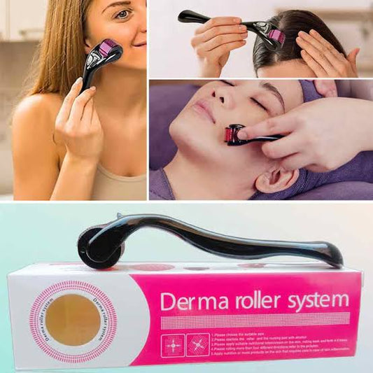 Professional Derma Roller for Face & Hair – 540 Titanium Micro Needles | Boost Collagen, Reduce Scars & Promote Hair Growth