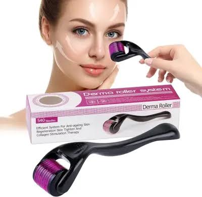 Professional Derma Roller for Face & Hair – 540 Titanium Micro Needles | Boost Collagen, Reduce Scars & Promote Hair Growth
